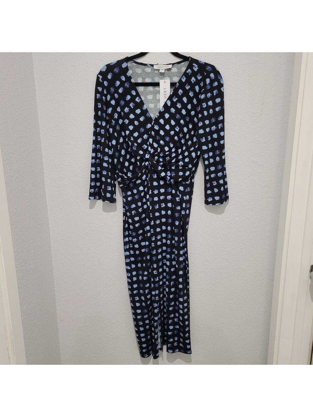 Amour Vert  Lourdes Tencel Luxe Dress,  in Blue and White, NWT SZ S